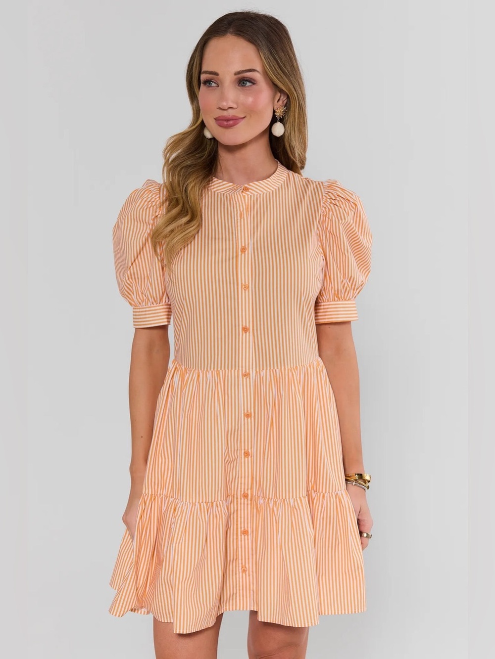 Avara Martha Orange Striped Short Dress